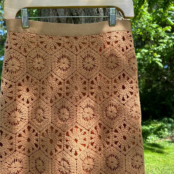 Rodebjer Trixie Crochet Midi Skirt Warm Sand Soft Orange 100% cotton Size Large - Picture 4 of 14